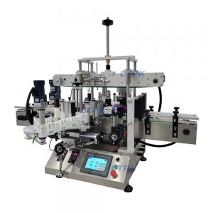 Desktop double sides labeling machine for flat square bottle