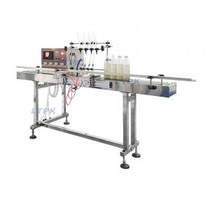 Semi auto 4 nozzles magnetic pump filling machine with conveyor