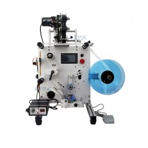 Semi auto front & back stickers double sides labeling machine for round bottles with date printer Semi auto front & back stickers double sides labeling machine for round bottles with date printer
