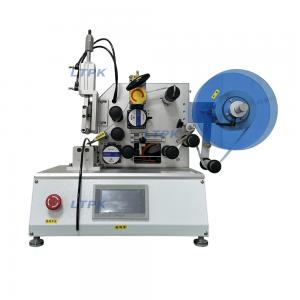 Wrap around label applicator for slim round tube cable Wrap around label applicator for slim round tube cable